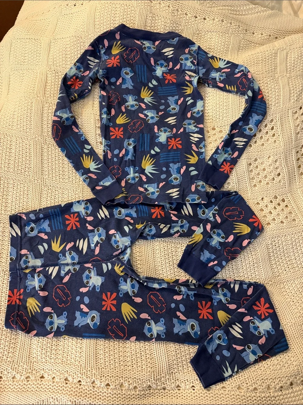 Hanna Andersson /Disney Navy Blue Stitch Print Kids Pajama Set